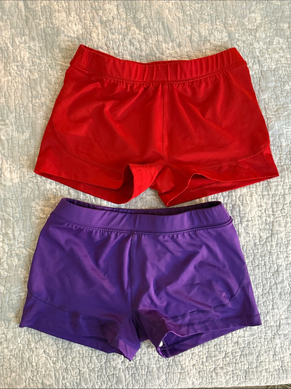 bcg Purple & Red Athletic Spandex Shorts Bundle
